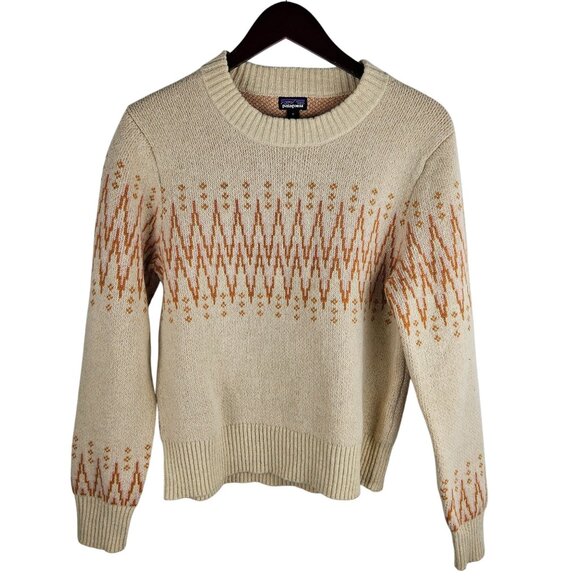 NWT Patagonia Sweater Sea Song Natural Medium Recycled Wool-Blend Crewneck - Picture 1 of 11